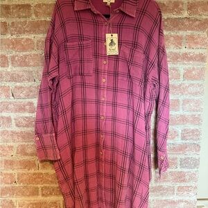 Easel Pink Plaid Button Down Shirt